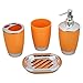 Yiqi Ensemble de 4 Accessoires de Salle de Bain, Salle de Bain Accessoire Ensemble pour Bain, Kit de Bain Porte-Savon, Distributeur De Savon, Gobelet, Porte-Brosse À Dents (Orange, 4 pièces)