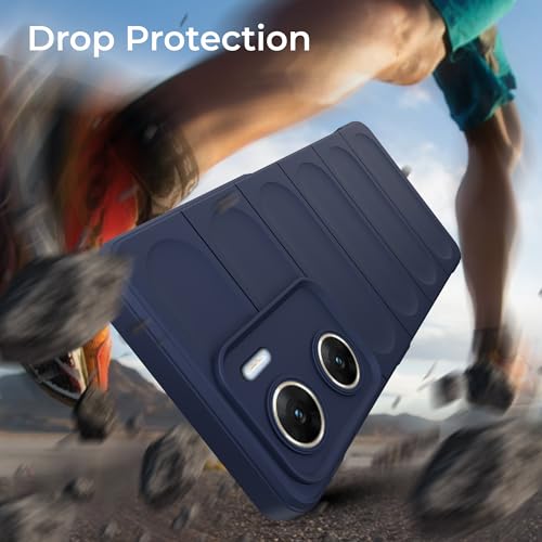 Image of A rtistque Back Cover Case for Vivo V29e 5G | with Inner Fabric | Stylish AirBag Case | Liquid Stripe Silicone | Camera Protection | Anti Slip Grip | Vivo V29e Back Cover - Blue