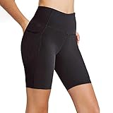 Youmymien Yoga Shorts for Women High Waist Pant Running Athletic Workout Bike Shorts with Pocket (A-Black, L)