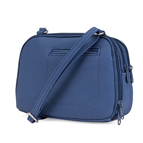 Multisac Zippy Triple Compartment Crossbody Bag, Denim #TOP3