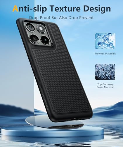 Image of FNTCASE for Motorola Edge 2025 Case: Moto Edge 2025 Case 14ft Military Grade Drop Protection Anti-Slip Sweat-Resistant Matte Textured Dual Layer Daily Cover - 6.7inch (Black)