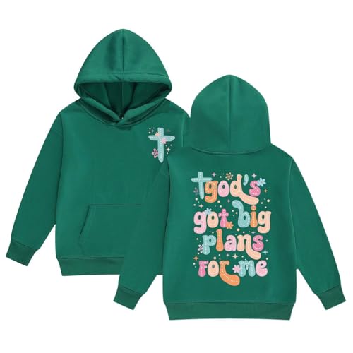 Jesus Loves Me This I Know Hoodies for Teen Girls Trendy Youth Long Sleeve Sweatshirts Tween Tops Preppy Clothes 02 Dark Green 10-11 Years