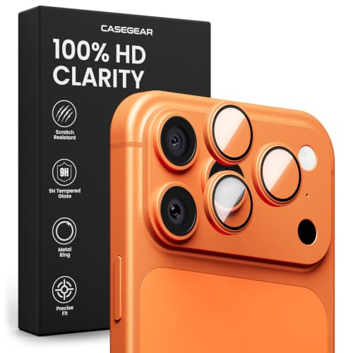Image of CASEGEAR Clear Pro Camera Lens Protector Compatible With iPhone 17 Pro | HD Clarity | Scratch Resistant | Complete Coverage | Easy Installation | Cosmic Orange
