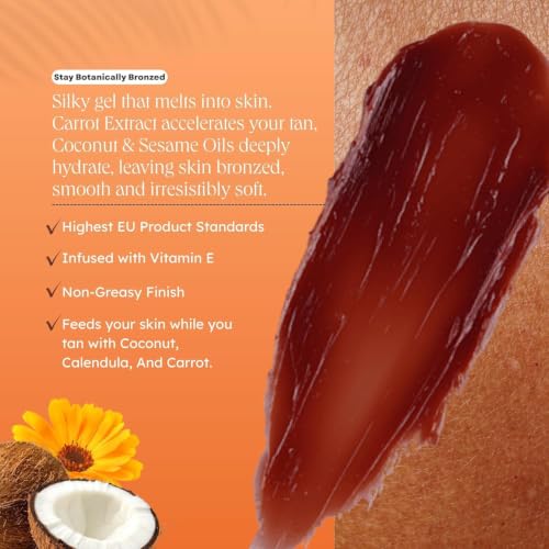 Image of Carroten Intensive Tanning Gel | Browning Tan Accelerator | Non-Greasy, Water-Resistant with Carrot & Coconut Oil | Vitamin A & E For Moisture & Hydration | 5 Fl Oz + Spatula