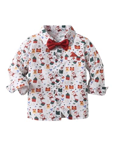 Image of Boarnseorl Baby Boys Pants Sets, Infant Long Sleeve Shirt + Pants + Bow Tie + Suspenders Outfits