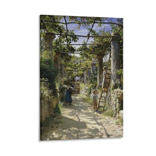 Peder_Monsted-In The Shadow of An Italian Pergola Canvas Poster Wall