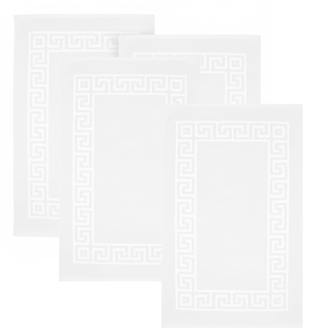 Luxury Egyptian Cotton Terry Toweling Bath Mats Set of 2, 4, 6 & 12 Bathroom Rugs 50 x 70 cm Super Soft High Absorbent Shower Floor Towels Quick Dry Hotel Bathroom Mat (4, Greek White)