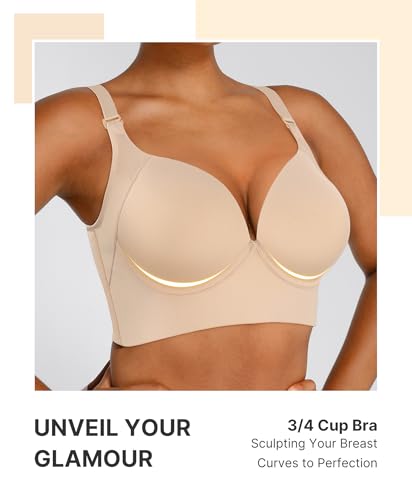 Image of SHAPELLX Bras for Women Push Up Bra T-Shirt Bra Everyday Underwire Back Smoothing Full Coverage Bras