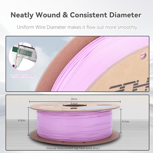 Image of 3DHoJor PLA Pro (Plus) Filament 1.75mm, 3D Printer Filament, Cardboard Spool 3D Printing Filament, Dimensional Accuracy + /- 0.03 mm, Lilac, 1kg