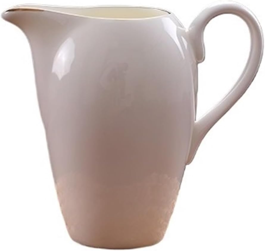 Gravy Boat Gravy Boat with Handle 10.1 Oz White Milk Pitcher Ceramic Sauce Boat for Salad Dressings, Creamer, Broth, Black Pepper Gravy Jug(Gold)
