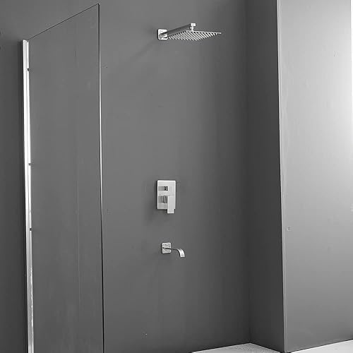 Miniatura 70 de Sistema de ducha de níquel cepillado para baño, mezclador de lluvia de lujo, conjunto combinado de ducha montado en la pared, sistema de cabezal