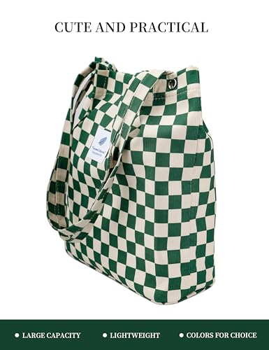 Image of TOPASION Cute Corduroy Tote Bag Canvas Shoulder Handbags for Women Travel Shopping