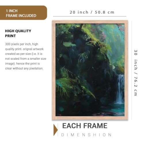 Image of kotart Abstract Nature Art Framed Paintings | Big Aesthetic Waterfall View Painting | Vastu Frames for Bedroom Living Room Wall Decor Set Of 3 (20x30 Inch)