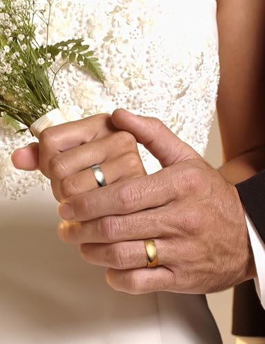 FIASASO 3Pcs Stainless Steel Rings for Men 6MM Wedding Bands for Women Mens Gold Silver Black Ring Set Domed High Polish Comfort Fit 6-122