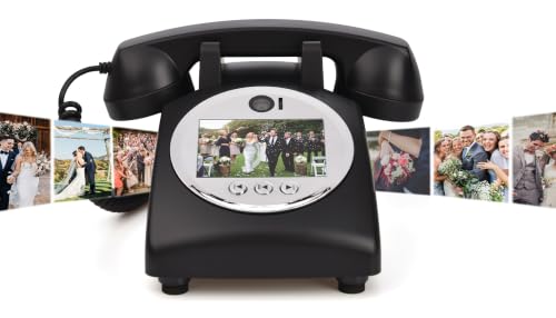 Image of RetroVox Video & Audio Guest Book Wedding Phone Guestbook Creative Easy to Use & Fun Engagements Anniversaries Baby Showers Graduation (C Black)