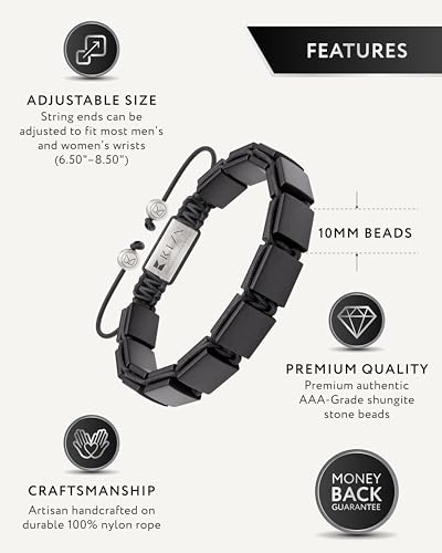Pulsera artesanal de shungita ajustable para hombre miniatura 2