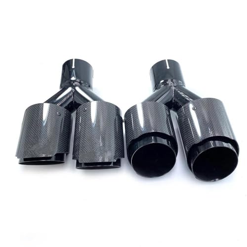 Tubo de escape coche puntas de carbono dobles universales 60mm a 76mm estilo Y para silenciador doble 4
