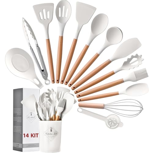 Consejos para Comprar Palita de cocina , listamos los 10 mejores. 48 Garselay 【14 PCS】 Juego de Utensilios de Cocina de Silicona,Juego de Utensilios de Silicon con Mangas Antiadherentes, Resistentes al Calor, sin...