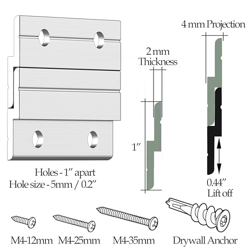 Image of Z Clips 18 inch 2 Pack - French Cleat Picture Hanger - Wall Mirror Mounting Bracket - Flush Mount Hanging Kit for Shelf, Painting, Frames, Cabinet, Soundbar, Whiteboard or Headboard - 90 lb