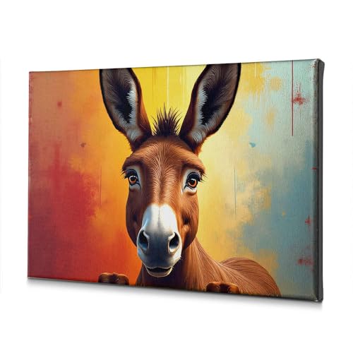 Toile âne pour raviver un mur vide : peinture gros plan rustique de 20 x 30 cm