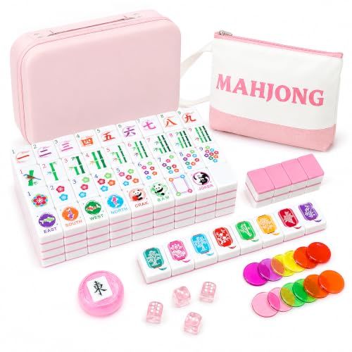 KOLIN Juego de Mahjong Americano con 160 Fichas Rosadas miniatura 1