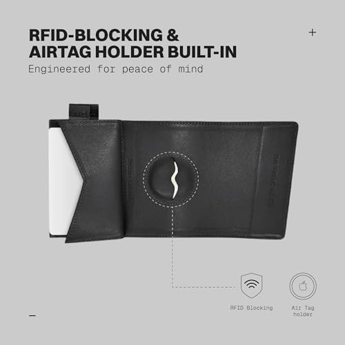 The Frenchie Co. - Air Tag Speed Wallet - Ultra-Slim Front Pocket Wallet with Air Tag Holder - RFID Blocking Quick-Access Pull Tab - Full-Grain Italian Leather, Holds up to 8 Cards and Cash4