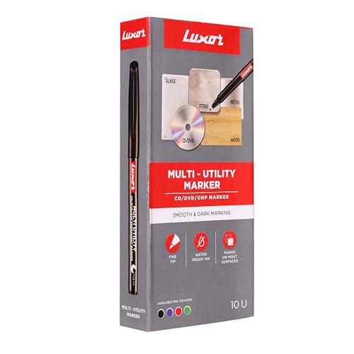 Luxor Fine CD/DVD/OHP Marker - Pack of 10, Black Colour - Image 2 thumbnail