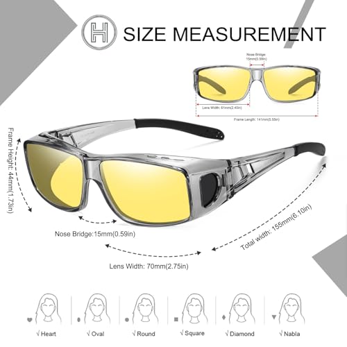 Image of HAOLOTA Night Vision Driving Over Glasses, Polarized Nighttime Glasses Men Women Anti Glare Yellow Tinted Lens