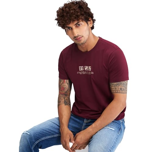 Image of Spykar Men's Slim Fit Round Neck Half Sleeve Solid Casual T-Shirt