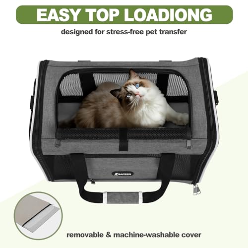 image for GAPZER Cat Carrier 18x11x11 Top Load Soft Pet Travel Bag Over 15 lbs, 