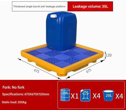 Leakproof Plastic Chemical Storage Pallet - Modular Stackable Design with Drain for Easy Leak Control, Perfect for Industrial Use and Hazardous Material Storage