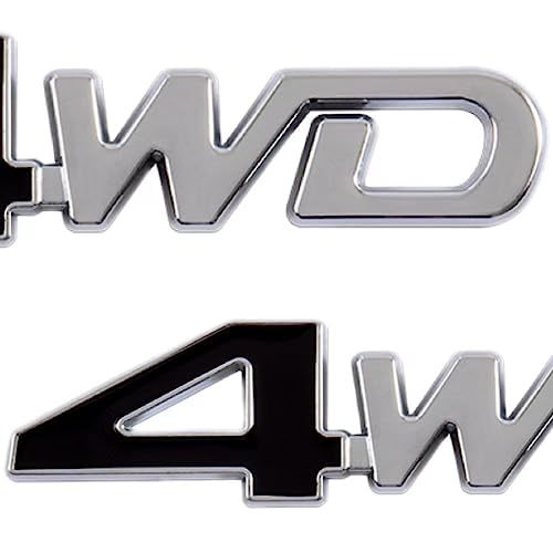 Image of 2PCS 4WD Black /Chrome Aluminum Alloy Auto Trunk Door Fender Bumper Badge Decal Emblem Adhesive Tape Sticker (Black Silver)