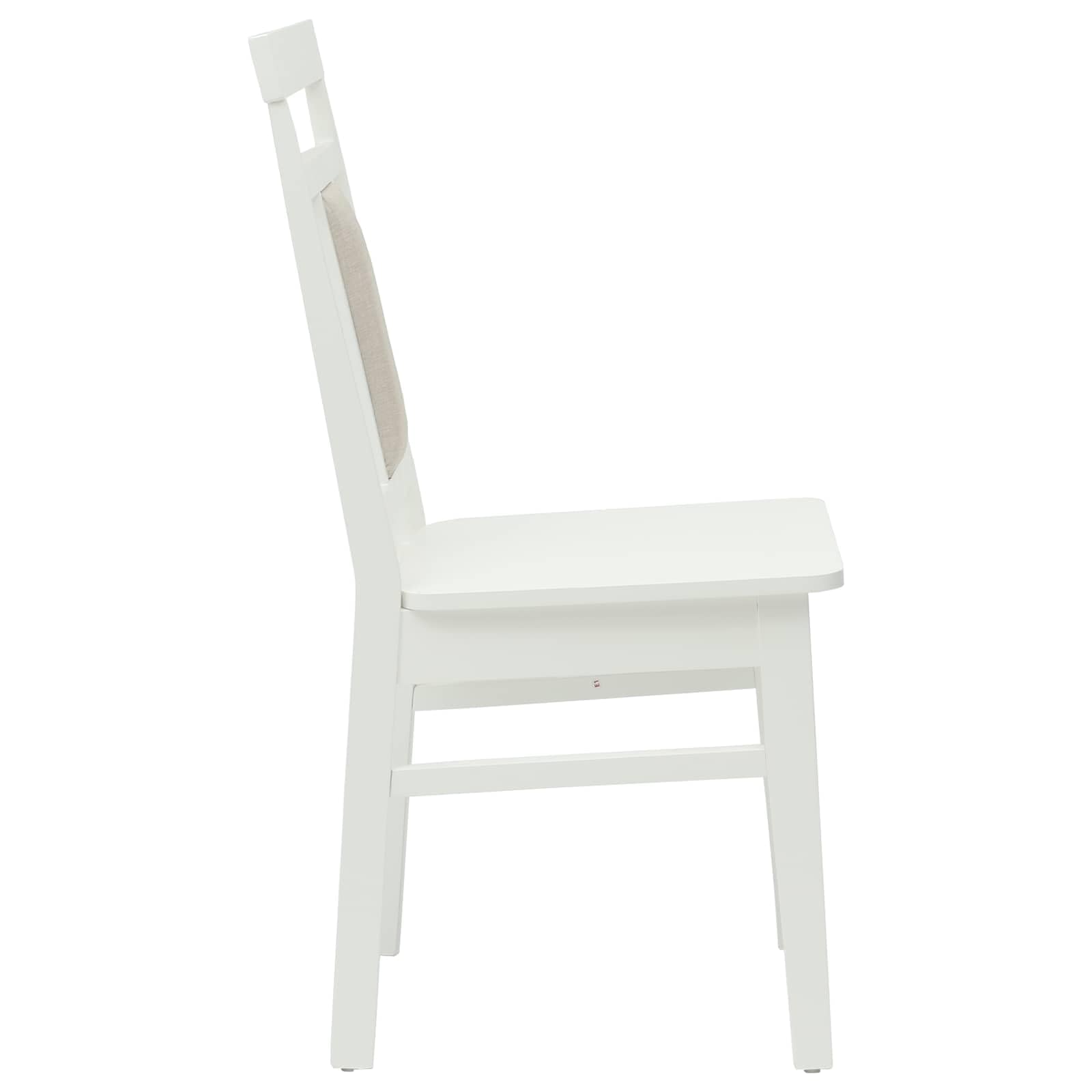 Silla de comedor de 2 piezas de madera maciza de goma blanca con cojín acolchado para comedor, cocina, salón, marco de madera estable, respaldo cómodo, versátil para oficina, sala de espera