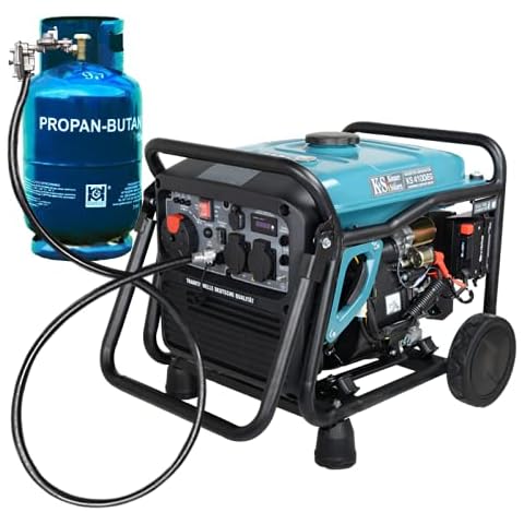 Könner & Söhnen KS 8100iE G LPG/Benzin-Inverter-Generator, stromerzeuger 8000 W,1x16 A (230 V),1x32 A (230 V),2 USB-Anschlüsse, inverter stromaggregat mit Kupferwicklung, notstromaggregat gas - EURO V Cover