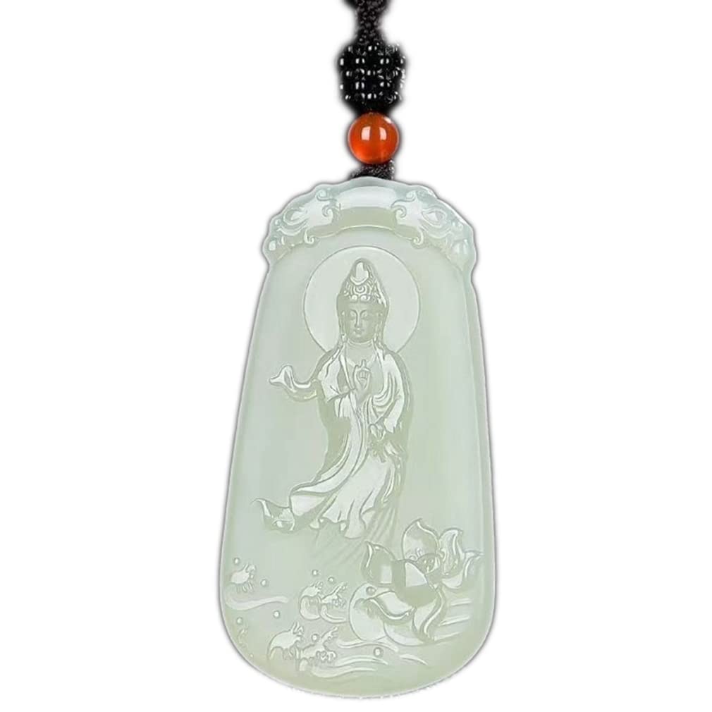 Collier en jade naturel pendentif Guanyin sculpté bijoux jadéite