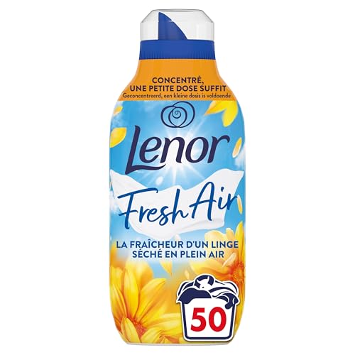 Lenor Fresh Air Adoucissant 50 Lavages, Parfum Rayons de Soleil, Protection Anti-Odeurs, Fraîcheur Ultra Concentrée