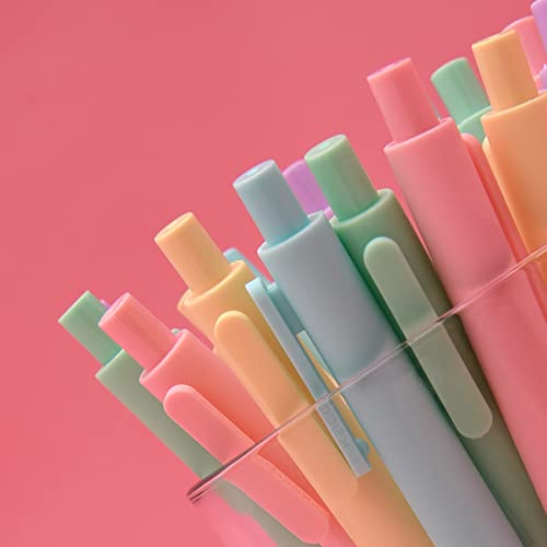 Image of Kaco Pack of 5 Pieces Gel Ink Pens Colored Ink Cute Retractable Pens for Note Taking 0.5mm Fine Point (Macarons)
