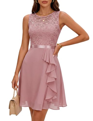 BeryLove Women Formal Dresses for Teens Wedding Guest Sleeveless Elegant