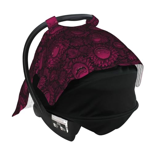Housse de siège auto bébé plante carnivore rose et protection poussette