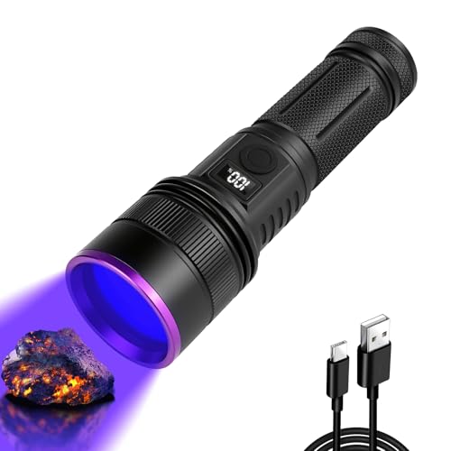 WINDFIRE Schwarzlicht Taschenlampe UV Lampe 365nm, UV Taschenlampe Aufladbar, Haustier Urin Detektor...
