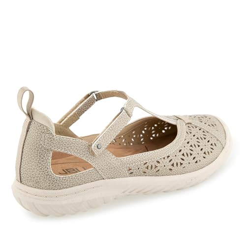 Image of JBU Women's Daffodil Comfortable Adjustable Casual T-Strap Memory Foam APMA Accepted Mary Jane Walking Flat