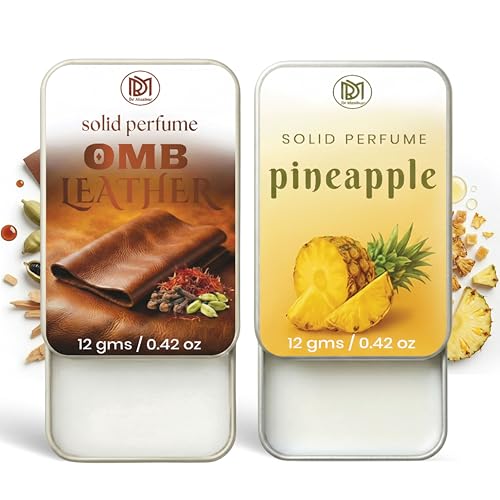 Image of Dr.Mashur Solid Perfume |pineapple&OMB leather Alcohol Free Wax Perfume Balm, Long Lasting | Pocket Tin 12g, Pack Of 2| Non Greasy Smooth Glide, Travel Friendly Unisex Gifts He Or Her
