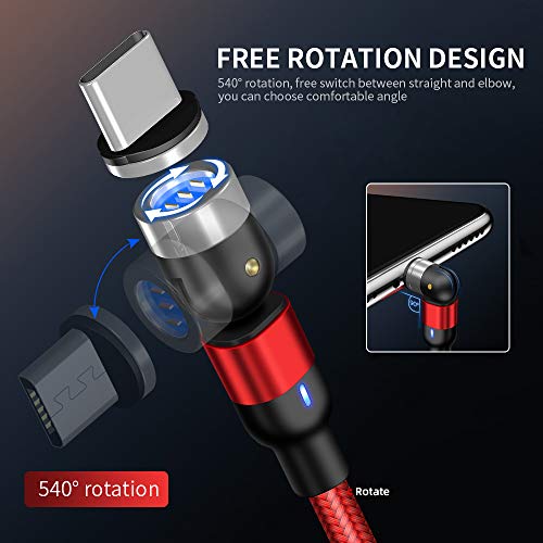 Btuty Cabo de dados de sucção magnética giratória de 540 graus Cabo de carregamento rápido 3A Cabo d