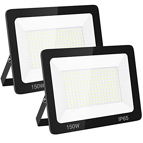 Ytiws Flood-Light Outdoor-Spotlight Security-Waterproof Landscape-lamp - 150W Textured Glass,Prevent Glare, 5000K Daylight White, for Yard, Garden, Playground, Basketball Court (2pcs)