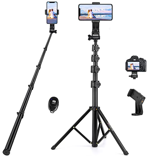 70 inch Phone Tripod, Extendable Selfie Stick Tripod with Remote, Portable Cell Phone Tripod Stand, Lightweight Travel Tripod, Compatible with iPhone Samsung Galaxy