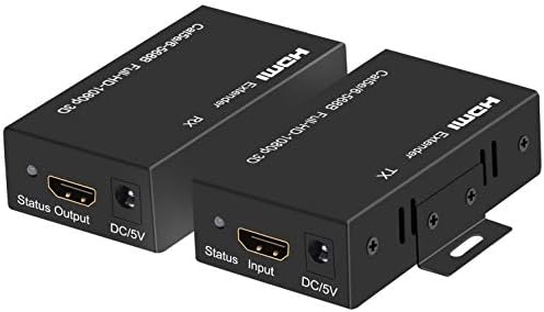 KUYIA HDMI Extender 164ft/50M 1080P@60Hz 3D HDMI Repeater (TX and RX) EDID RJ45 to HDMI Converter Adapter Transfer Single by Cat5e/Cat6/Cat7/Cat8 Cable with Power Adapter