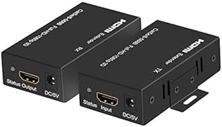 KUYIA HDMI Extender 164ft/50M 1080P@60Hz 3D HDMI Repeater (TX and RX) EDID RJ45 to HDMI Converter Adapter Transfer Single by Cat5e/Cat6/Cat7/Cat8 Cable with Power Adapter