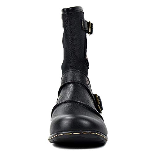 Image of OSSTONE Moto Boots for Men Designer Fashion Zipper-up Leather Chukka western Boots Casual Shoes OS-5008-1-HH-US