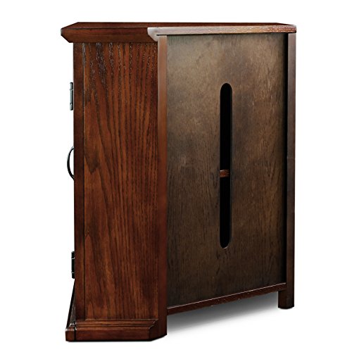 Leick Home 80386 Leaded Glass Corner TV Stand with Enclosed Storage For 60" TV's, Burnished Oak - Image 4