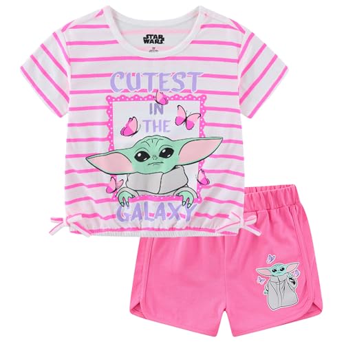 STAR WARS Grogu Girls Short Sleeve Shirt and Short Set for Toddler and Big Kids